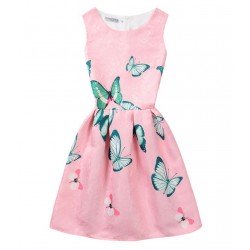 Vestido de verano con estampado floral de mariposas, sin mangas, para niñas VES00004B