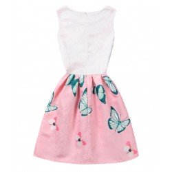 Vestido de verano con estampado floral de mariposas, sin mangas, para niñas VES00004B