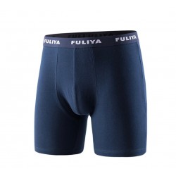 Boxer pierna larga de 100% algodón para hombre, azul BOX00010C