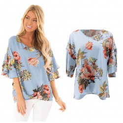 Blusa de cuello redondo para mujer, estilo casual CAM00003A