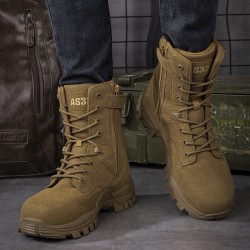 Zapatos de seguridad de alta resistencia, botas tacticas altas  color cafe ZAP00732-1