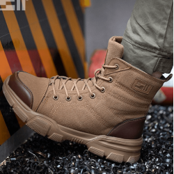 Zapatos para trabajar con punta de acero, antideslizantes, color cafe ZAP00765-1
